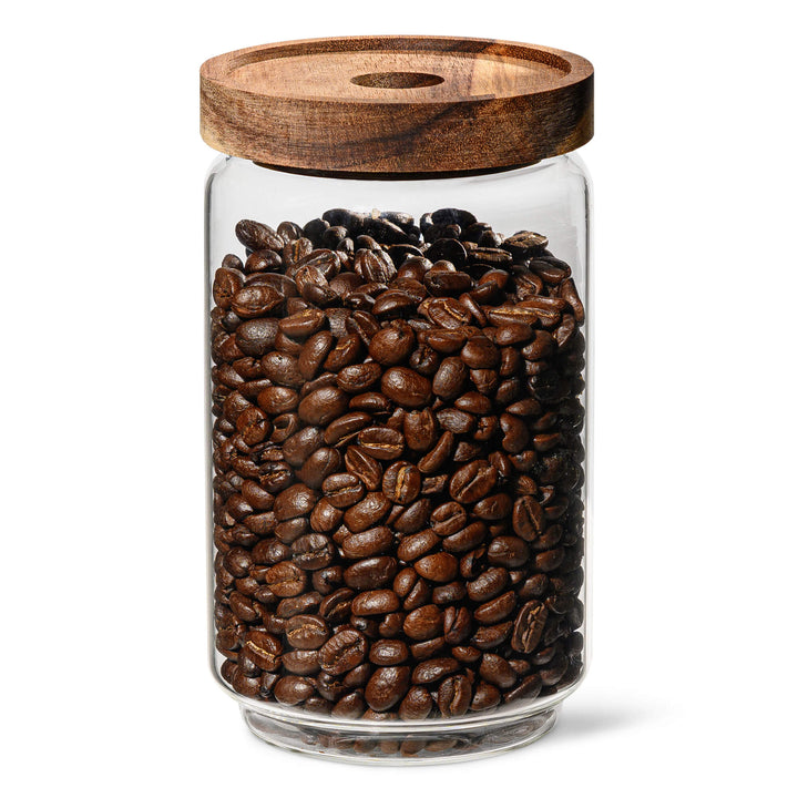 Glas-Kaffeebohnen Behälter mit luftdichten Bambusdeckel – VIENESSO