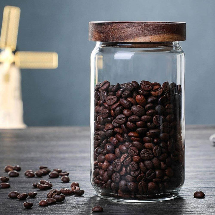 kaffeebohnen aufbewahrung glas Glas-Kaffeebohnen Behälter mit luftdichten Bambusdeckel – VIENESSO