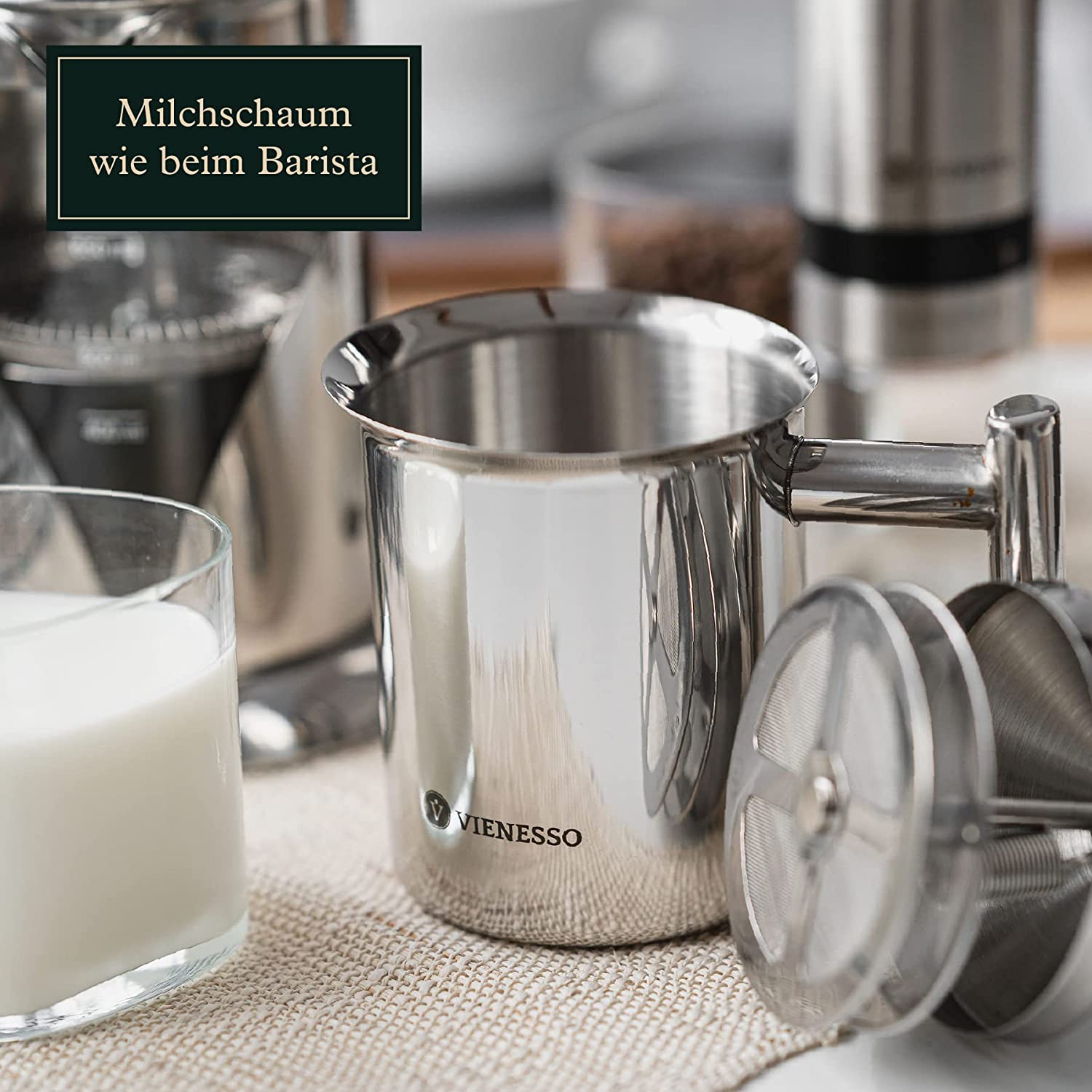Manueller Hand Milchaufsch umer Aus Edelstahl Mit Mesh Sieb 400 Ml manueller-hand-milchaufsch-umer-aus-edelstahl-mit-mesh-sieb-400-ml