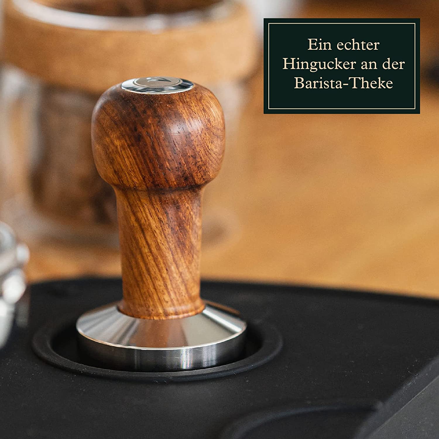 Stempel für Espresso, Kaffee Coffee Barista Tamper - Durchmesser 51 mm  & Stempel Matte Ablage für Tischkante